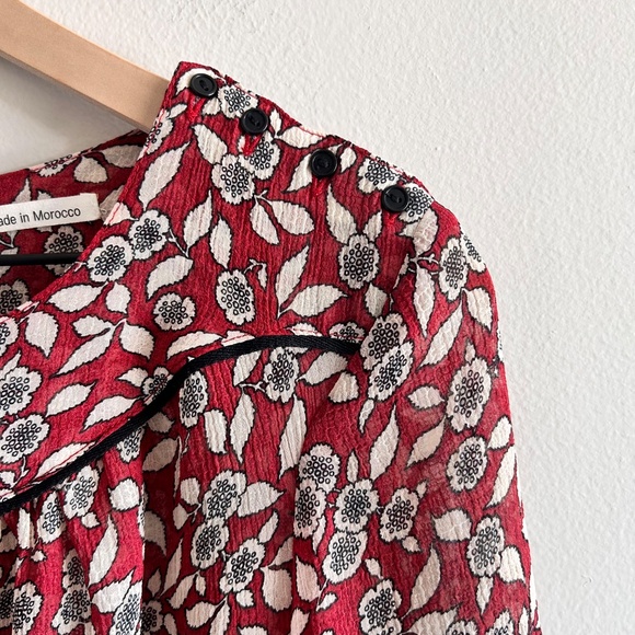 BA&SH Billy Ruched Floral Dress | Bordeaux | Size US 6 | Good Condition 🌸💕 - Picture 5 of 16